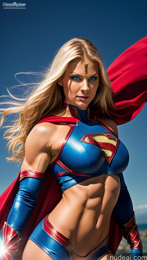 related ai porn images free for Superhero Superheroine Muscular Abs Deep Blue Eyes Busty Powering Up