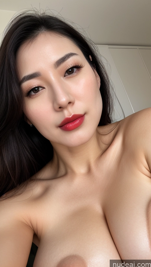 related ai porn images free for Woman One Huge Boobs Beautiful Lipstick Fairer Skin 30s Black Hair Slicked Korean Close-up View Detailed Simple