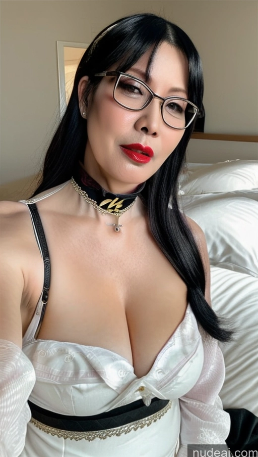 Milf One Busty Big Ass Big Hips Pubic Hair Fairer Skin Black Hair Asian Choker Glasses Lipstick 60s Raiden Shogun: Genshin Impact Cosplayers