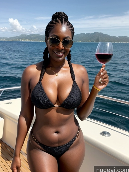 related ai porn images free for Long Legs Dark Skin Black Hair Yacht Braided Chubby African Milf 50s Sunglasses Bikini Wine Thick