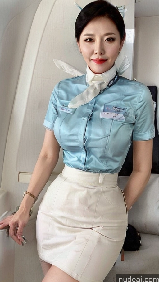 Milf One Busty Big Ass Big Hips Pubic Hair Fairer Skin 60s Asian Black Hair Lipstick Stewardess Uniform