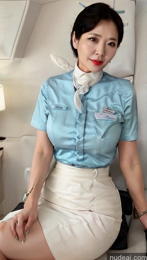 Milf One Busty Big Ass Big Hips Pubic Hair Fairer Skin 60s Asian Black Hair Lipstick Stewardess Uniform