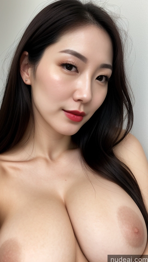 related ai porn images free for Woman One Huge Boobs Beautiful Fairer Skin Black Hair Slicked Korean Close-up View Detailed Simple 30s Lipstick