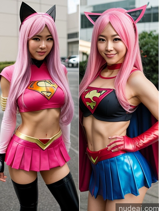 related ai porn images free for Perfect Boobs Beautiful Abs Perfect Body Japanese Long Hair Mini Skirt Cosplay Face Mask Pink Hair Superhero