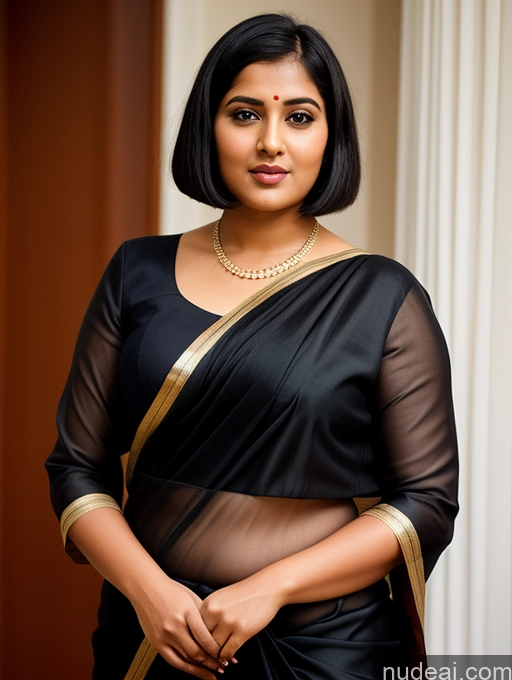 related ai porn images free for Woman Chubby 30s Indian Black Hair Front View Sari Bobcut