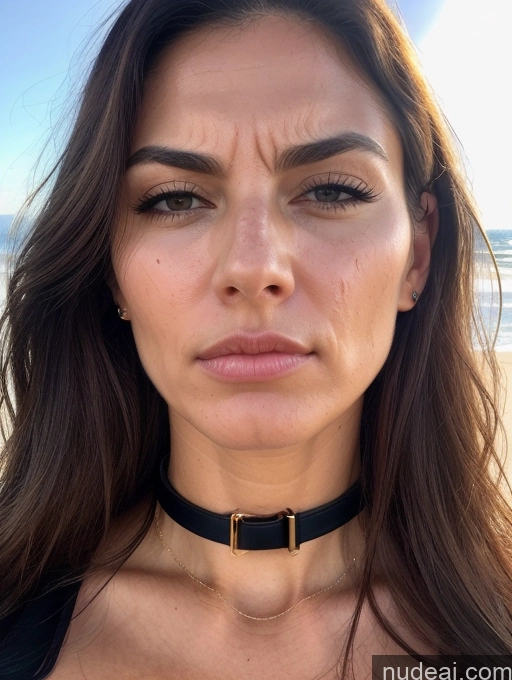 ai nude image of a close up of a woman with a choke on her neck pics of Perfect Boobs Beautiful Abs Long Legs Tall Perfect Body Oiled Body Sad Serious Seductive Sexy Face Long Hair Turkish Skin Detail (beta) Beach Choker Teacher Cumshot Orgasm 30s Angry Woman