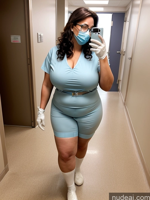 related ai porn images free for Milf Beautiful Glasses Lipstick Chubby Curly Hair 40s Brunette Sexy Face Busty Hospital White Gloves Face Mask Nurse Long Legs Fat Huge Boobs Stockings