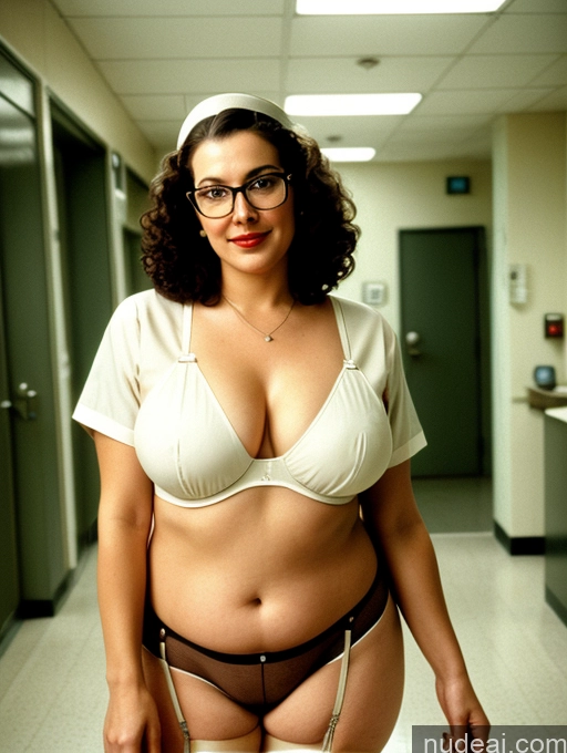 related ai porn images free for Milf Beautiful Glasses Lipstick Chubby Curly Hair 40s Brunette Sexy Face Busty Hospital White Nurse Stockings Thick Long Legs Suspender Belt Vintage Seductive