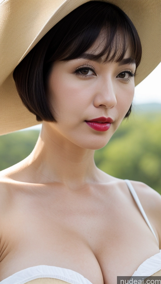 related ai porn images free for Woman One Huge Boobs Beautiful Lipstick Fairer Skin 40s Black Hair Short Hair Close-up View Detailed Korean Western