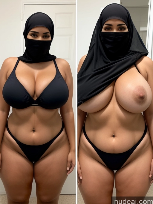 related ai porn images free for Huge Boobs Big Hips Niqab Partially Nude One Piece Swimsuit