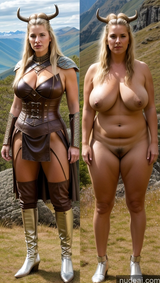 ai nude image of two women in costumes of different sizes and sizes posing for a picture pics of Milf Perfect Boobs Muscular Big Ass Long Legs Pubic Hair Front View Viking Transparent Hairy Women Fantasy Armor Victorian Traditional Tall Perfect Body Partially Nude 50s Onoff Beautiful Fat Bright Lighting Mountains Painting