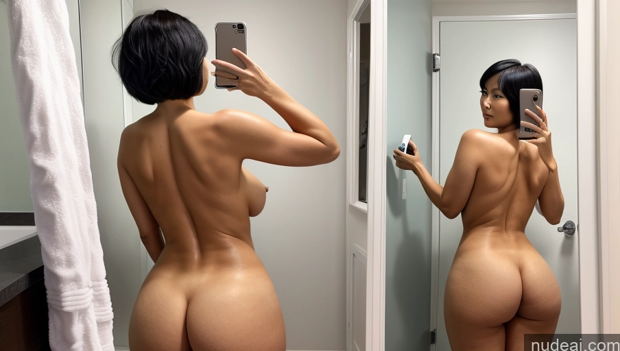 related ai porn images free for Milf One Huge Boobs Big Ass Perfect Body 30s Sexy Face Black Hair Short Hair Asian Mirror Selfie Bathroom Back View Nude