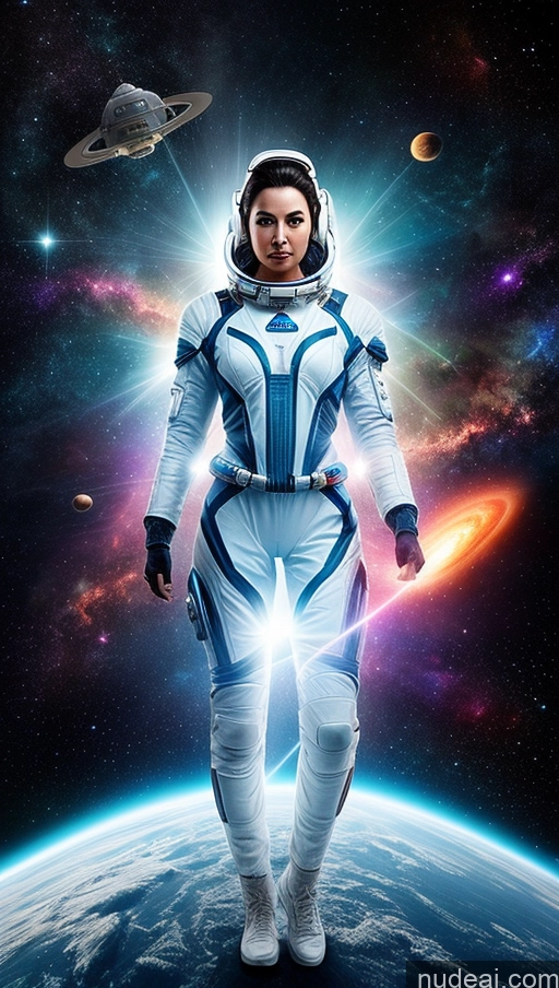 ai nude image of arafed astronaut in space suit standing in front of a planet pics of Space Suit Science Fiction Style Space Dynamic View Heat Vision Powering Up