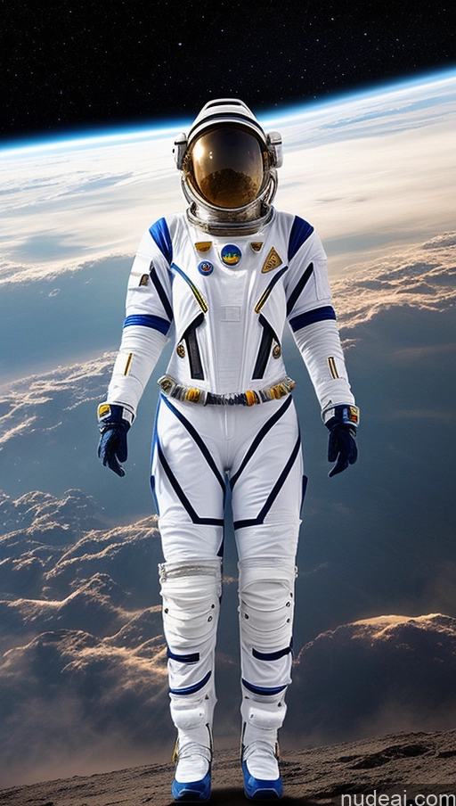 ai nude image of astronaut in space suit standing on a rock looking at the earth pics of Space Suit Mech Suit