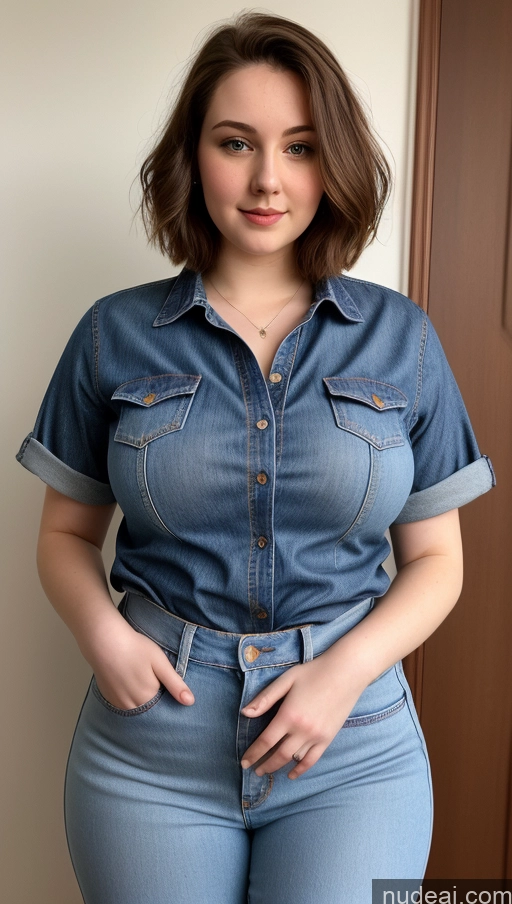 related ai porn images free for Beautiful Perfect Boobs Busty Big Hips Fairer Skin Thick 18 Brunette Bobcut Russian Detailed Jeans Shirt