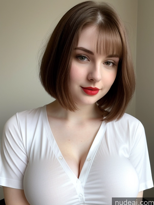 related ai porn images free for Beautiful Fairer Skin Thick 18 Brunette Bobcut Russian Close-up View Lipstick Shirt Perfect Boobs Busty