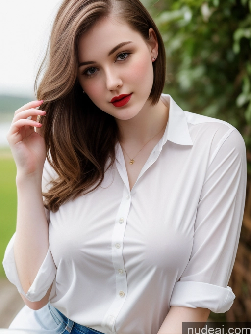 related ai porn images free for Beautiful Fairer Skin Thick 18 Brunette Bobcut Russian Close-up View Lipstick Shirt Perfect Boobs Busty