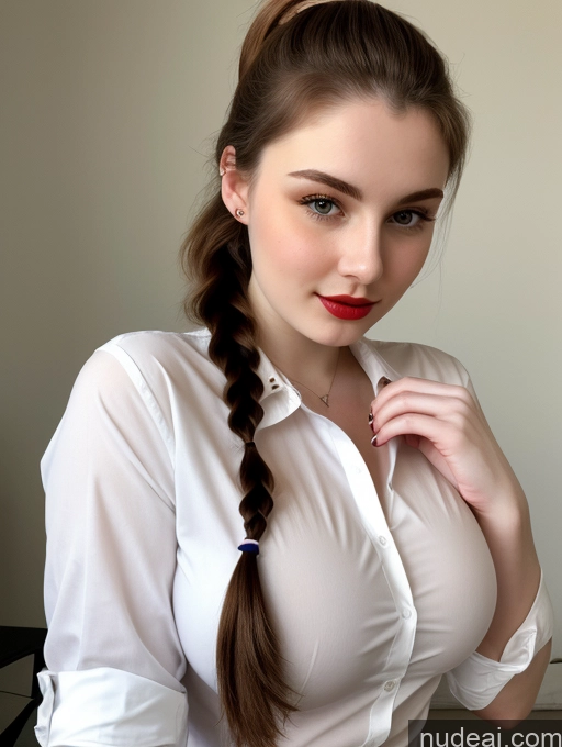 related ai porn images free for Beautiful Fairer Skin Thick 18 Brunette Russian Close-up View Perfect Boobs Busty Shirt Ponytail Lipstick