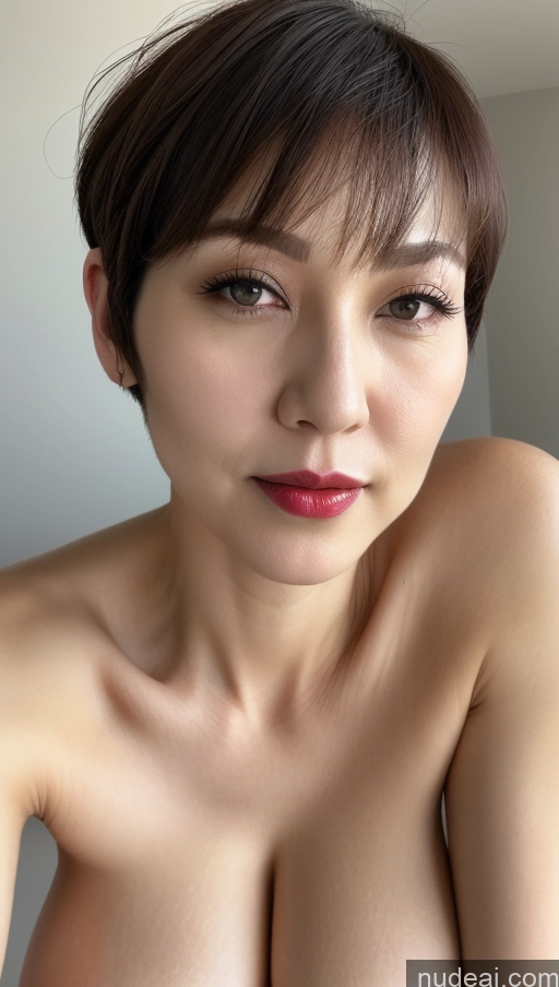 related ai porn images free for Woman One Huge Boobs Beautiful Fairer Skin 40s Short Hair Korean Close-up View Detailed Simple Lipstick