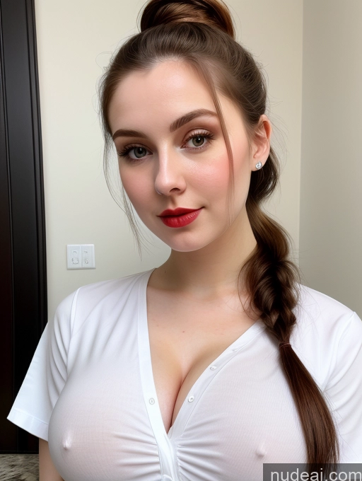 related ai porn images free for Beautiful Fairer Skin Thick 18 Brunette Russian Close-up View Perfect Boobs Busty Shirt Ponytail Lipstick