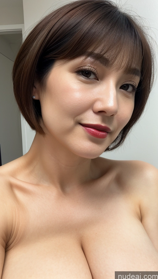 related ai porn images free for Woman One Huge Boobs Beautiful Fairer Skin 40s Short Hair Korean Close-up View Detailed Simple Lipstick