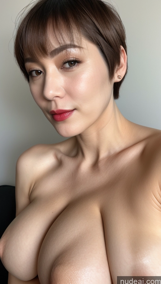 related ai porn images free for Woman One Huge Boobs Beautiful Fairer Skin 40s Short Hair Korean Close-up View Detailed Simple Lipstick