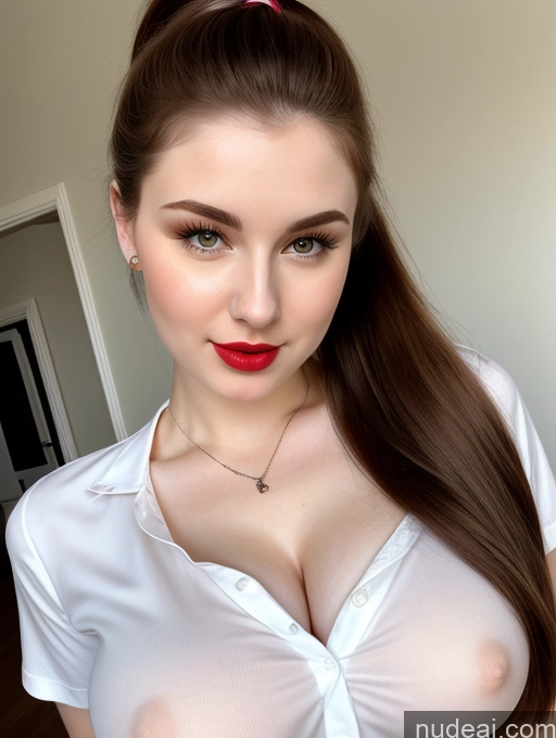 related ai porn images free for Beautiful Fairer Skin Thick 18 Brunette Russian Close-up View Perfect Boobs Busty Shirt Ponytail Lipstick