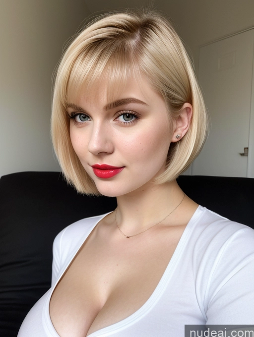 related ai porn images free for Busty Perfect Boobs Beautiful Lipstick Thick Fairer Skin 18 Blonde Bobcut Russian Close-up View Shirt