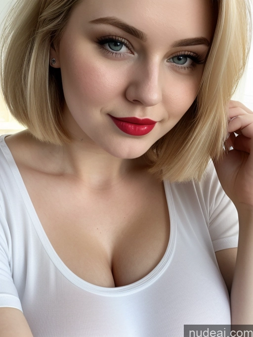 related ai porn images free for Busty Perfect Boobs Beautiful Lipstick Thick Fairer Skin 18 Blonde Bobcut Russian Close-up View Shirt