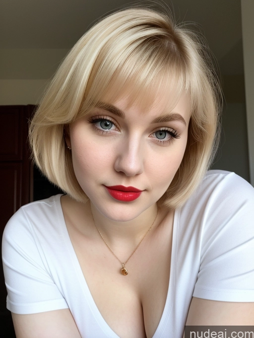 related ai porn images free for Busty Perfect Boobs Beautiful Lipstick Thick Fairer Skin 18 Blonde Bobcut Russian Close-up View Shirt