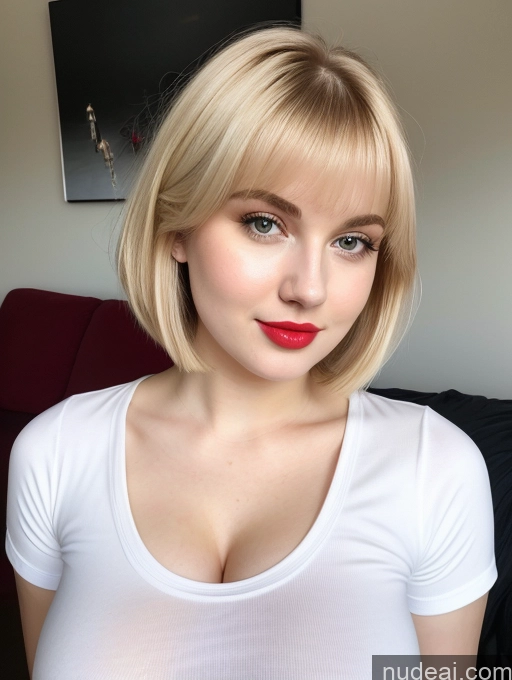 related ai porn images free for Busty Perfect Boobs Beautiful Lipstick Thick Fairer Skin 18 Blonde Bobcut Russian Close-up View Shirt