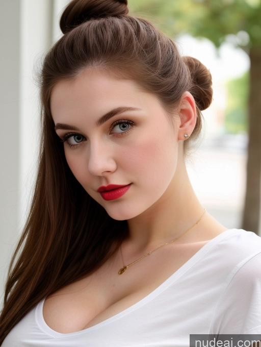 related ai porn images free for Busty Perfect Boobs Beautiful Lipstick Thick Fairer Skin 18 Russian Close-up View Shirt Brunette Hair Bun