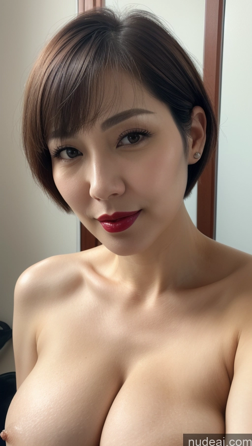 related ai porn images free for One Huge Boobs Lipstick Beautiful Fairer Skin 40s Short Hair Korean Detailed Simple Woman Close-up View