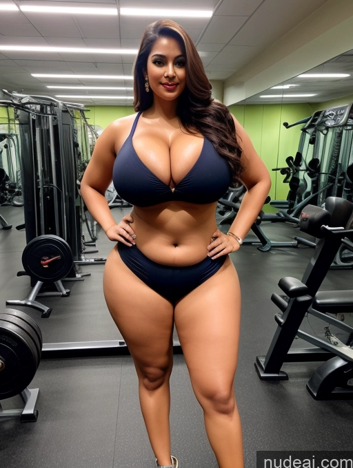 ai nude image of a woman in a bikini posing in a gym with a weight scale pics of Miss Universe Model Busty Huge Boobs Perfect Boobs Beautiful Big Ass Thick Chubby Fat Big Hips Long Legs Short Perfect Body Sexy Face Indian Gym Sari