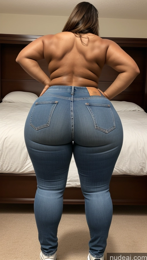 ai nude image of araffe butt lifter in jeans showing off her butt pics of Athlete Big Ass Big Hips Bedroom Jeans Back View