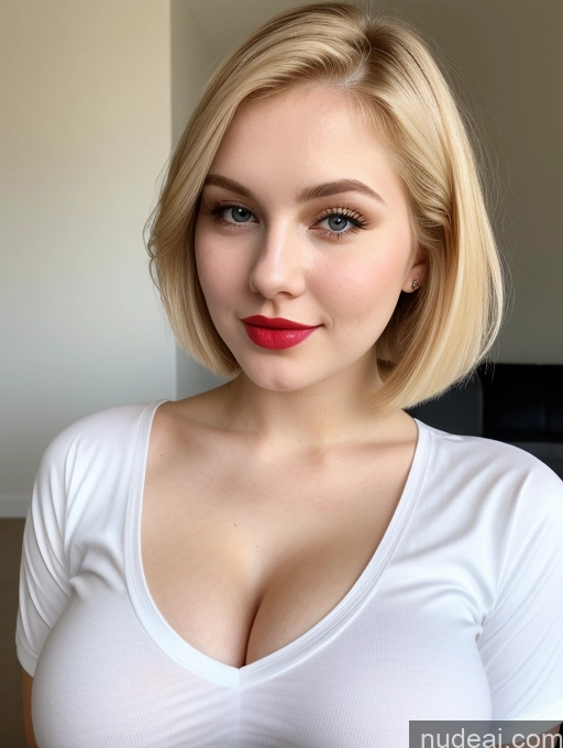 related ai porn images free for Busty Perfect Boobs Beautiful Lipstick Thick Fairer Skin 18 Blonde Bobcut Russian Close-up View Shirt