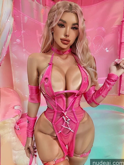 related ai porn images free for Bimbo Two Perfect Body Small Tits Pink Hair Deep V-Neck Dress Plastic And Latex Open Lingerie