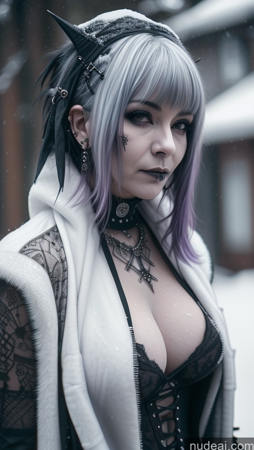 related ai porn images free for Purple Hair Gothic Punk Girl Close-up View Snow Busty Perfect Boobs Nigerian Milf