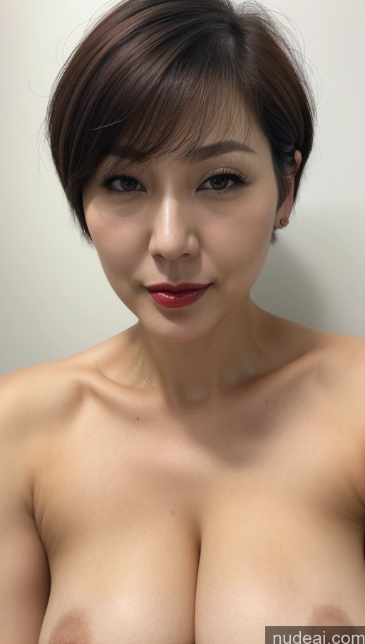 related ai porn images free for Woman Beautiful Close-up View One Huge Boobs Lipstick Fairer Skin Short Hair 40s Korean Detailed