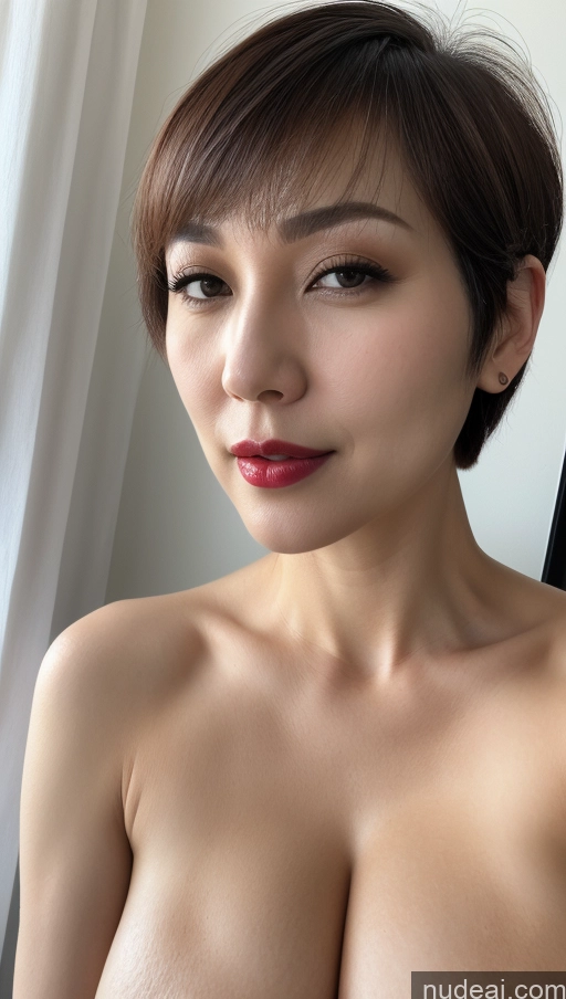 related ai porn images free for Woman Beautiful Close-up View One Huge Boobs Lipstick Fairer Skin Short Hair 40s Korean Detailed