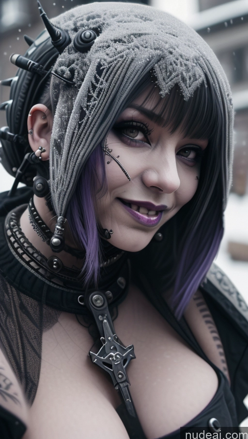 related ai porn images free for Laughing Nigerian Close-up View Snow Gothic Punk Girl Purple Hair Busty Perfect Boobs Steampunk Nude Milf