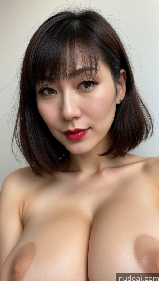 related ai porn images free for Woman One Huge Boobs Beautiful Lipstick Fairer Skin 30s Black Hair Bobcut Japanese Close-up View Detailed