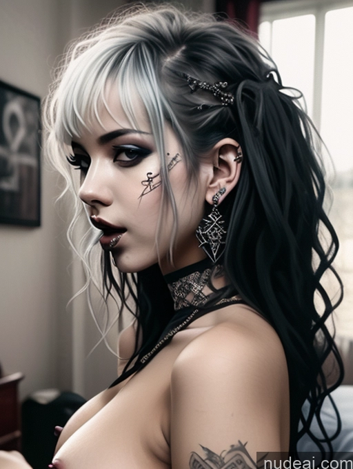 related ai porn images free for Busty Perfect Boobs Close-up View Gothic Punk Girl Model Perfect Body Beautiful 18 White Hair Curly Hair Russian Bedroom Nude Detailed One Harlequin Licking Oral