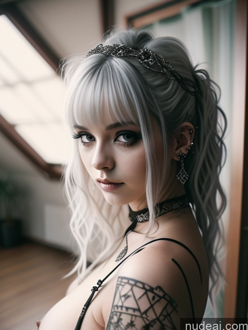 related ai porn images free for Busty Perfect Boobs Close-up View Gothic Punk Girl Model Perfect Body Beautiful 18 White Hair Curly Hair Russian Bedroom Nude Detailed Blouse