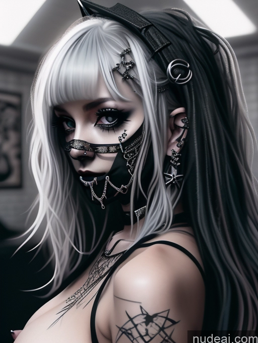 related ai porn images free for Busty Perfect Boobs Close-up View Gothic Punk Girl Model Perfect Body Beautiful 18 White Hair Curly Hair Russian Bedroom Nude Detailed Goth