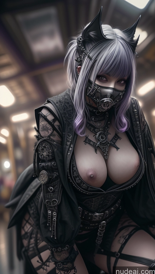 related ai porn images free for Laughing Nigerian Nude Steampunk Gothic Punk Girl Cat Demon Close-up View Perfect Boobs Busty Milf Purple Hair