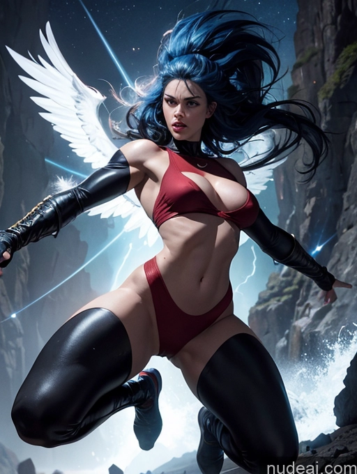 ai nude image of arafed woman in a red bikini and black gloves is flying pics of Side View 18 Fairer Skin Detailed Cave Stargazing Superhero Small Tits Perfect Boobs Messy Fur Jumping Thick Muscular Big Hips Abs Tall Athlete Blue Hair Powering Up Batwoman Serious Angry