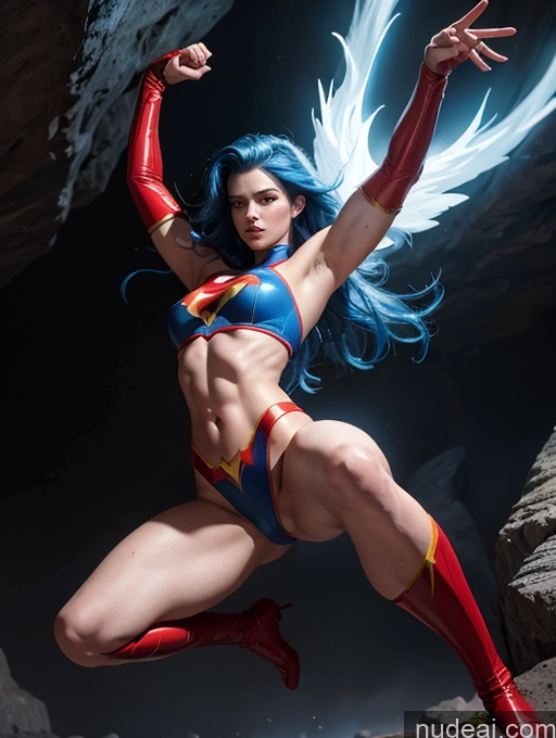 ai nude image of arafed woman in a red and blue costume posing for a picture pics of 18 Fairer Skin Cave Superhero Small Tits Perfect Boobs Jumping Thick Muscular Big Hips Abs Tall Blue Hair Powering Up Batwoman Serious Superheroine Fantasy Style Jeff Easley Bobcut Alternative