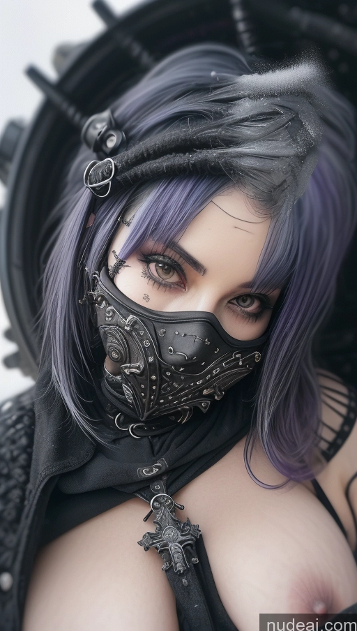 ai nude image of arafed woman with purple hair wearing a black mask and a black jacket pics of Milf Snow Nude Spread Pussy Purple Hair Steampunk Close-up View Ethiopian Gothic Punk Girl Perfect Boobs Thick