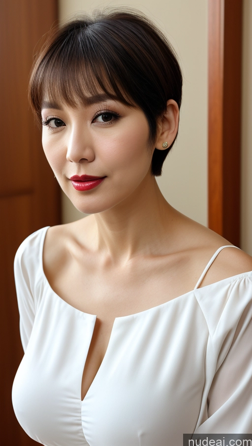 related ai porn images free for Woman One Huge Boobs Beautiful Lipstick Fairer Skin 40s Short Hair Korean Close-up View Detailed Dress Traditional